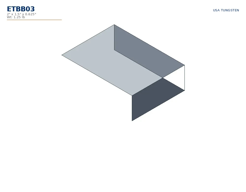 ETBB03 drawing ETBB03 tungsten bucking bar dimensioned drawing, straight