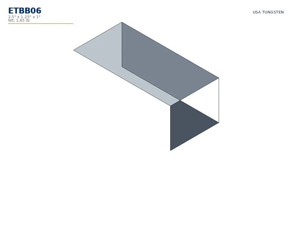 ETBB06 tungsten bucking bar dimensioned drawing ETBB06 tungsten bucking bar dimensioned drawing, offset