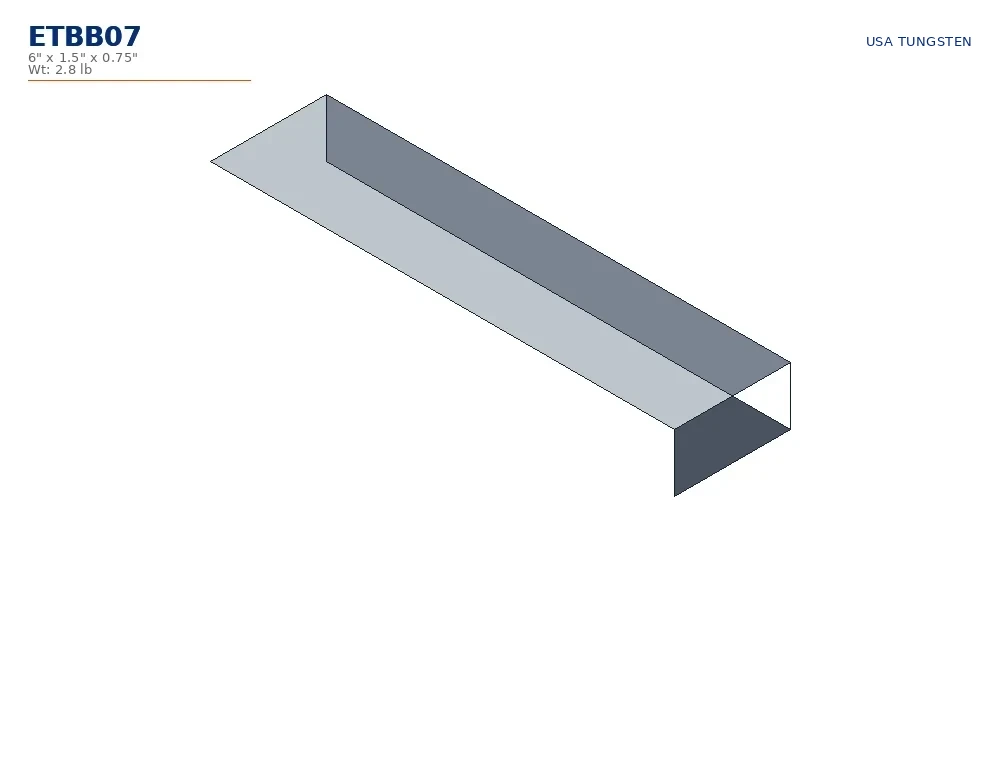 ETBB07 drawing ETBB07 tungsten bucking bar dimensioned drawing, offset
