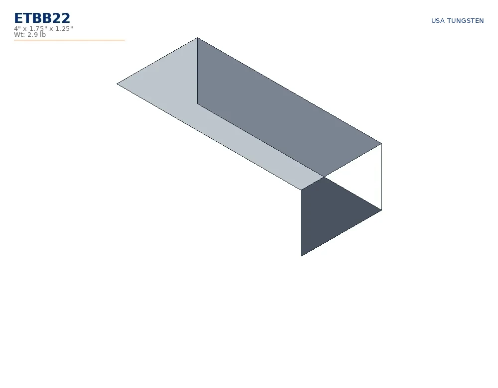 ETBB22 tungsten bucking bar dimensioned drawing ETBB22 tungsten bucking bar dimensioned drawing, hook