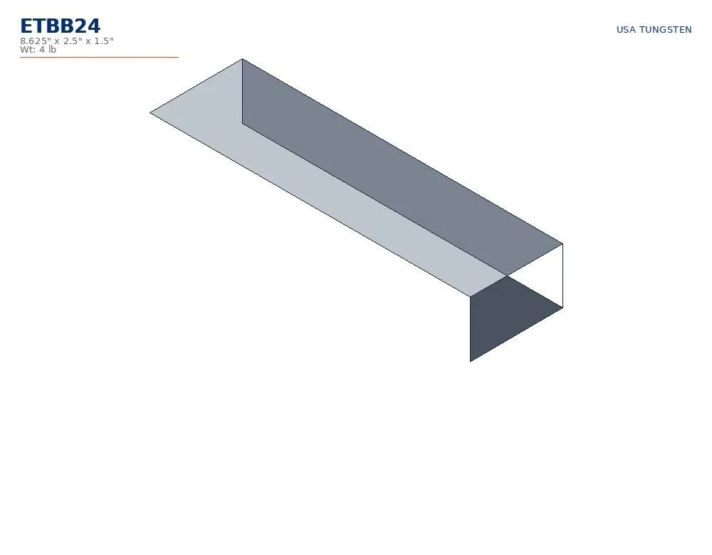 ETBB24 tungsten bucking bar dimensioned drawing ETBB24 tungsten bucking bar dimensioned drawing, offset