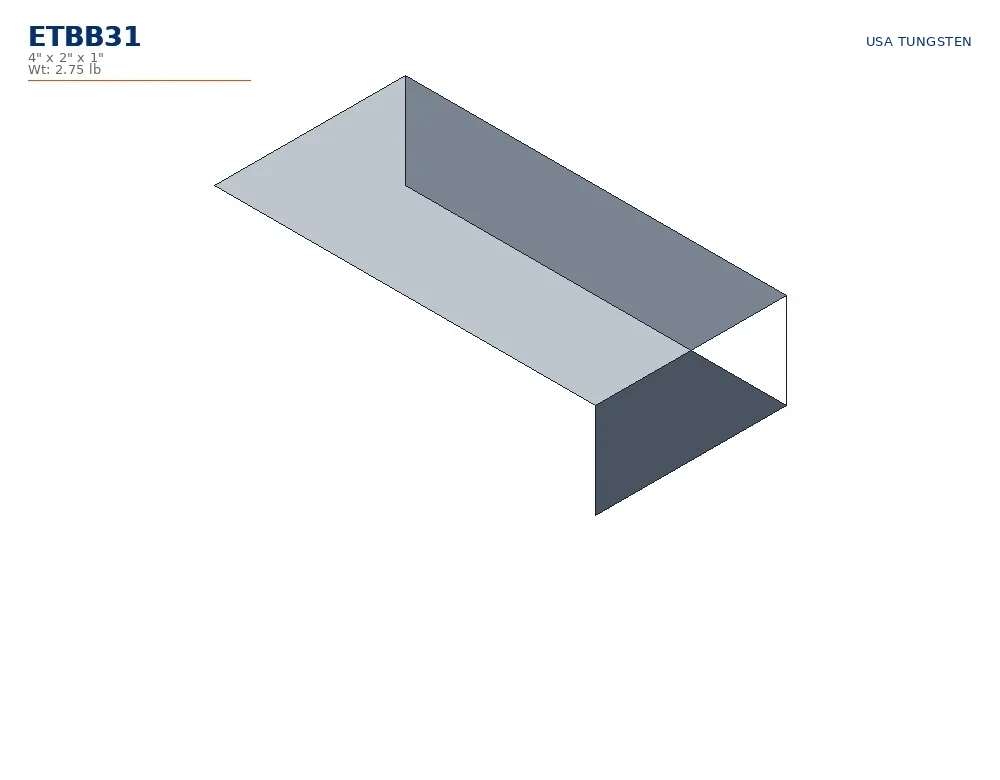 ETBB31 tungsten bucking bar dimensioned drawing ETBB31 tungsten bucking bar dimensioned drawing, low-profile