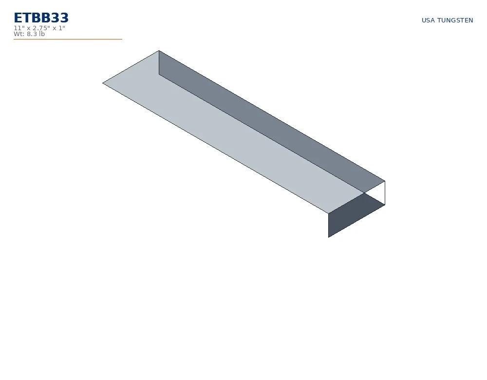 ETBB33 tungsten bucking bar dimensioned drawing ETBB33 tungsten bucking bar dimensioned drawing, hook
