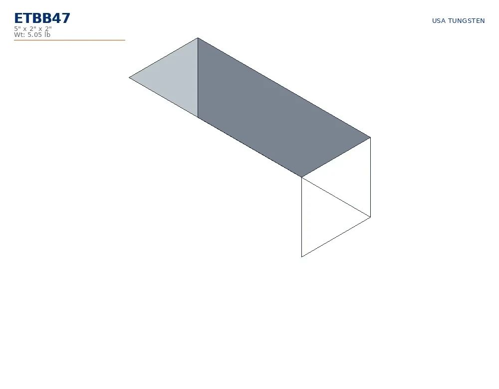 ETBB47 tungsten bucking bar dimensioned drawing ETBB47 tungsten bucking bar dimensioned drawing, offset