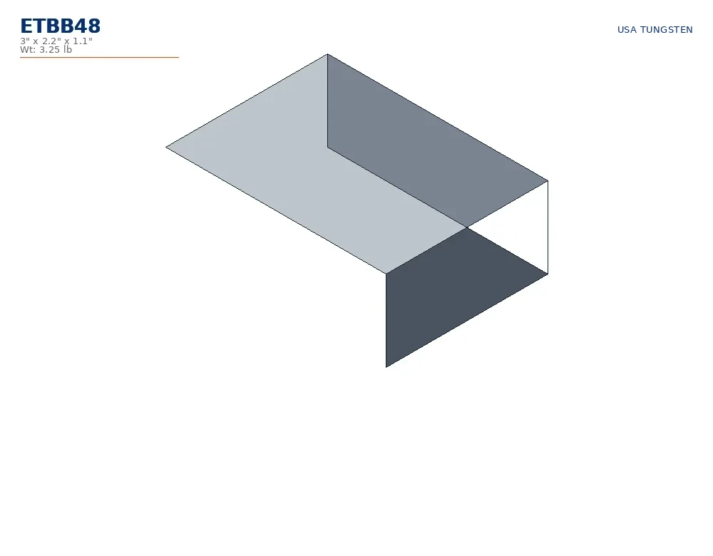 ETBB48 tungsten bucking bar dimensioned drawing ETBB48 tungsten bucking bar dimensioned drawing, offset