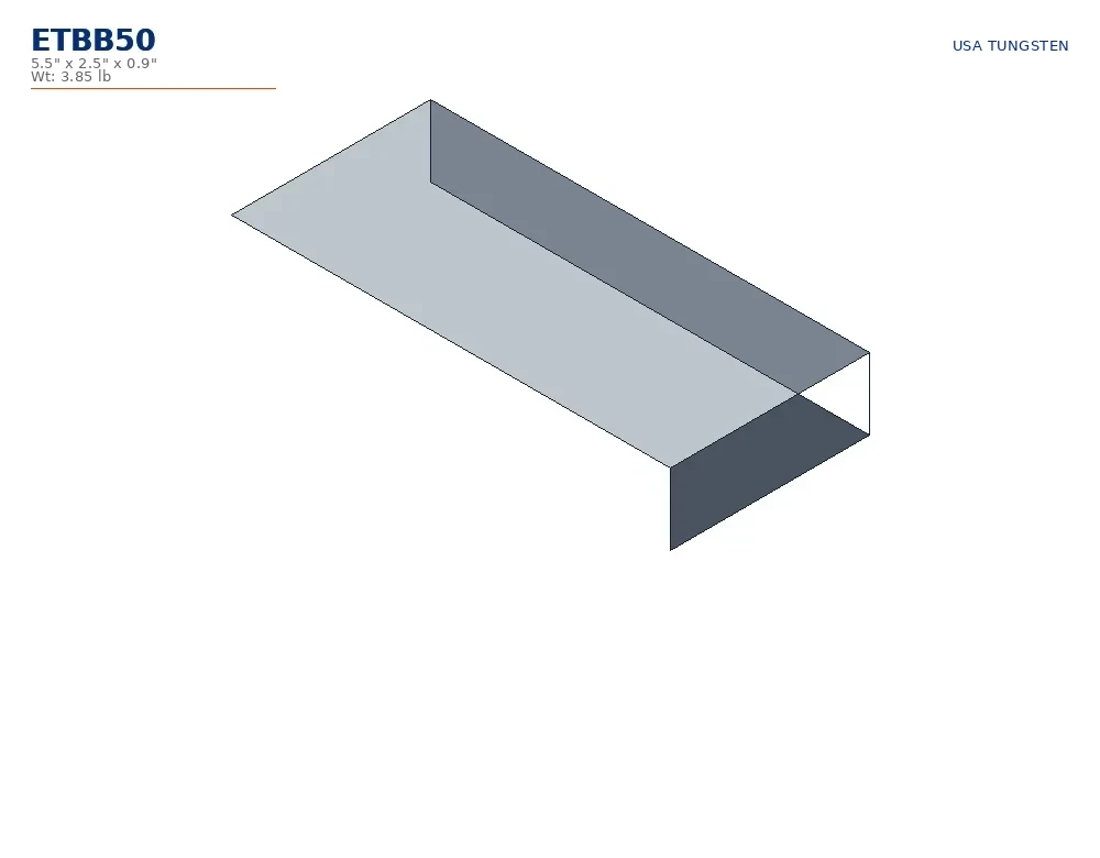ETBB50 tungsten bucking bar dimensioned drawing ETBB50 tungsten bucking bar dimensioned drawing, offset